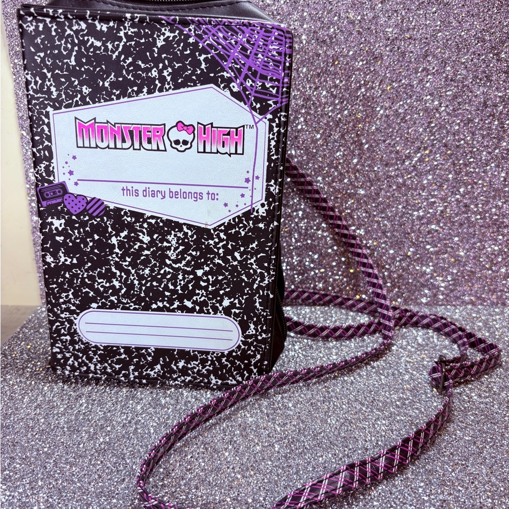 monster high black and purple diary-style crossbody bag